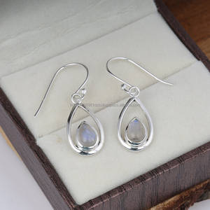 925 Sterling Silver Drop <b>Earrings</b> Handmade <b>Heart</b>-Shaped Moonstone Silver Birthday Gifts for Parties for Women and Girls - Product Image 3