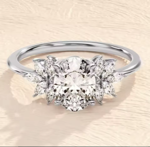 Anillo de Compromiso y Matrimonio de Plata de Ley 925 Chapado en Oro de Alta Calidad con Circonita 5A, Curvas Geométricas, Anillo de Novia para Mujer - Product Image 5