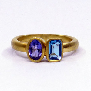 Anillo Clásico de Plata de Ley 925 Chapado en Oro con Topacio Azul para Mujer, Joyería para Bodas - Product Image 4