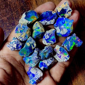 Opale de feu noire brute en vrac, non taillée, créée en laboratoire, cabochon ovale, certifiée par un tiers, pour la fabrication de bijoux, lot en gros - Product Image 4