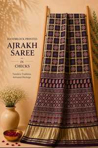 Pure Modal Silk Ajrakh Hand Block Print Ghatchola Pattern <b>Saree</b> Traditional Bandhani Style Handmade Ethnic Designer <b>Saree</b> for Wo - Product Image 2