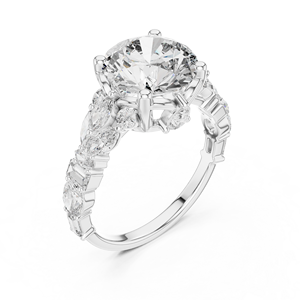 Ensemble de bagues tendance en diamant de laboratoire 2,5 carats, or blanc 18 carats plaqué rhodium, pierres latérales 1,5 carat, pour fiançailles, mariage et soirées de luxe - Product Image 1