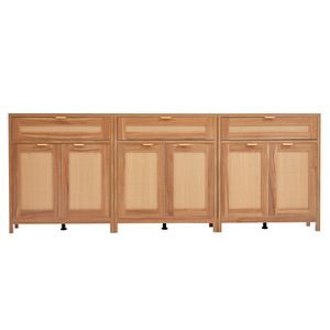 Set of 3 Adjustable Rattan <b>Storage</b> Cabinets 6 Magnetic Doors and 3 Drawers <b>Sideboard</b> Buffet <b>Sideboards</b> with Unique Style - Product Image 1