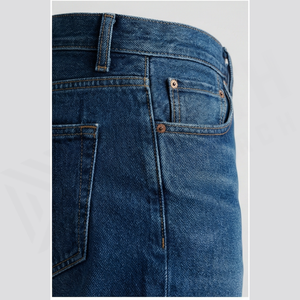 Jean en denim coupe droite délavé foncé pour homme, taille mi-haute, en coton, style décontracté automne - Product Image 5