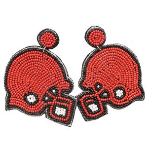 Pendientes Colgantes Hechos a Mano con Cuentas Plateadas en Forma de Flor para Mujer, Estilo Diario para Aficionadas al Deporte, Joyería para Días de Partido y Moda para Tailgating - Product Image 5