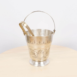Metal Beverage Tub Wine Ice Bucket with Tong Silver Color Metal Brass Wine <b>Cooler</b> Bucket Stainless Steel Shiny Polished Supply - Product Image 1