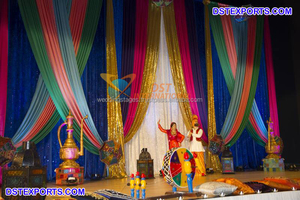 Indian Reception Party Decor Stage Backdrop South Indian Wedding Stage Backdrop <b>Curtains</b> Heavy <b>Embroidered</b> Backdrop for Wedding - Product Image 3
