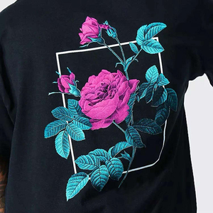 Camisetas de Punto Personalizadas de Alta Calidad con Logotipo de Marca para Hombre, 100% Algodón, Estampado Digital de Flores, Tallas Grandes, Unisex - Product Image 4