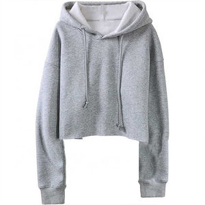 Sweat-shirt à capuche en coton de qualité supérieure, personnalisé avec logo, style streetwear, coupe courte, fermeture éclair intégrale, pour femme - Product Image 1