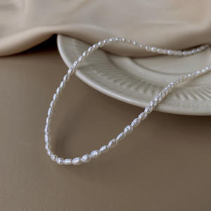 Collier de perles de haute qualité pour bébé, 3-4 mm, en argent S925, avec chaîne simple et fermoir de type 'good young' à faible brillance - Product Image 2