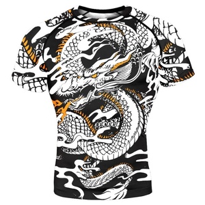 <b>Men's</b> Rashguard Shortsleeve Fully Printed BJJ Custom OEM Manufacturer Polyester Spandex 4-Way <b>Stretch</b> Premium Breathable - Product Image 5