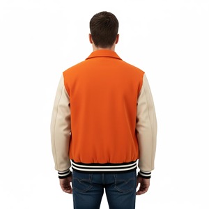 Wholesale Custom Logo 100% Wool Breathable <b>Long</b> Winter Canvas Varsity Jacket <b>Men's</b> Printed Street Wear 2 Tone Baseball <b>Coat</b> - Product Image 2