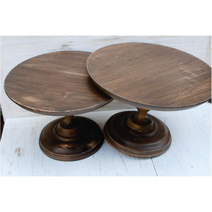 Luxury Dark Wood <b>Cake</b> Stand Pedestal Round Wooden <b>Cake</b> Tray Dessert Display Riser for Wedding Party <b>Decor</b> Event <b>Supplies</b> Stand - Product Image 1