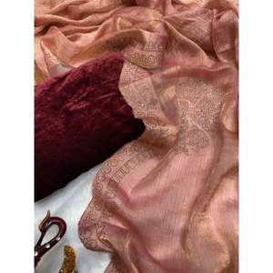 Sari en mousseline de soie de créateur pour les occasions spéciales, magnifique travail de diamants, look élégant - Product Image 1