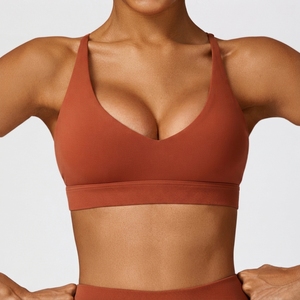 Custom Logo Front Women's Simple Seamless <b>Halter</b> <b>Neck</b> High Support Breathable Removable Pad Yoga Fitness Workout Sports <b>Bra</b> - Product Image 6