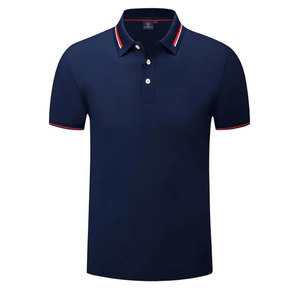 Polo en coton piqué bleu marine à manches courtes pour homme, respirant, coupe classique, couleur unie, boutonné devant - Product Image 1