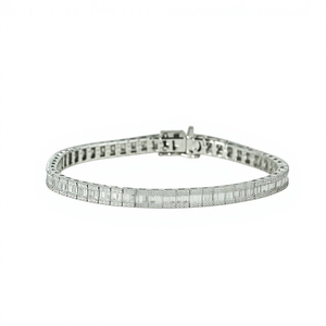 DEF Color VS VVS Clarity IGI Certified 10K 14K 18K <b>Solid</b> Gold Baguette & Round Cut Lab Grown Diamond Eternity Tennis <b>Bracelet</b> - Product Image 4