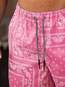 2026 Custom Men's Plus Size <b>Mid</b> Canvas Double <b>Layer</b> Summer Paisley Mesh Basketball Shorts 5 Inch Private Label Solid Pattern - Product Image 5