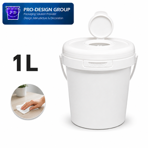 1L Wet Wipes <b>Bucket</b> <b>with</b> Flip Top <b>Lid</b> for Wipe Dispensing, Leakproof Storage Solution - Product Image 1