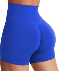 High Waist Seamless Yoga <b>Shorts</b> Solid Color Ruched Butt Four-Way <b>Stretch</b> Spandex Nylon Elastic Waist Women's Workout <b>Shorts</b> - Product Image 2