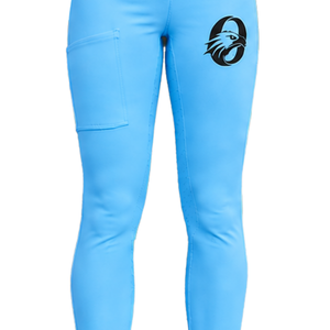 Leggings d'équitation taille haute bleu ciel pour femme, pantalon d'équitation extensible texturé avec détail de poche avant - Product Image 3