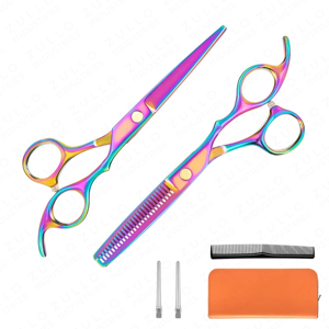 Juego de Tijeras de Peluquería Profesionales Multicolores, 2 Piezas, Tijeras de Acero Inoxidable para Cortar el Cabello con Logotipo Personalizado - Product Image 4