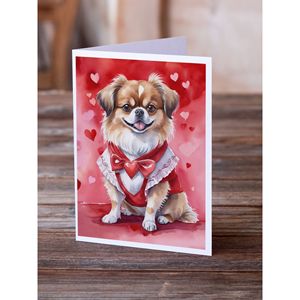 Whimsical Tibetan Spaniel Tarjetas de felicitación del día de San Valentín Paquete de 8 A7 Tamaño 5x7 Tarjetas de notas en blanco con sobres - Product Image 2