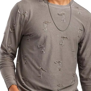 New Streetwear <b>Dropped</b> Shoulder Oversize Tshirt Men <b>Acid</b> Wash Vintage Distressed Boxy Short Sleeve Mock Neck Anti-Wrinkle Print - Product Image 2