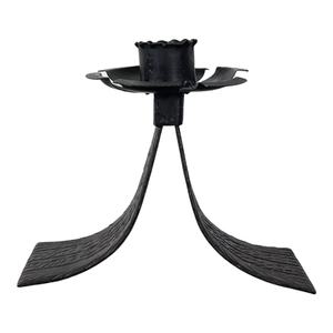 Portavelas de patas curvadas, patas de metal flexibles, base ancha, portavelas trípode, portavelas con parte superior floral, plato redondo con forma de pétalo - Product Image 1