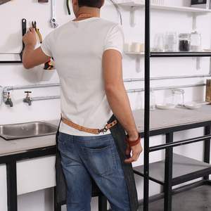 Delantal de trabajo sin mangas de mezclilla encerada y cuero, clásico, térmico, duradero, personalizado, para carpintería y bicicleta - Product Image 5