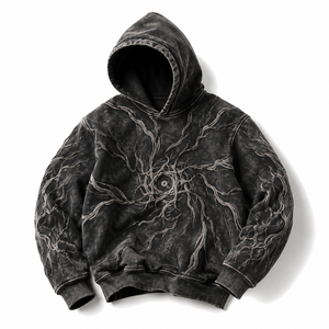 Sudadera con capucha de diseño 3D realista personalizado, estilo vintage con lavado ácido y gráfico en relieve, estilo urbano, para hombre. - Product Image 1