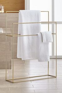 Modern Black Metal Freestanding Towel Rack Multi Layer <b>Holder</b> Bathroom Organizer Stylish Minimal Structure Design - Product Image 2