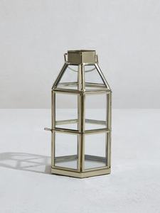 Lanterne à bougie en verre givré cylindrique multifacettes, porte-bougie en métal et verre, lanterne à bougie élégante - Product Image 6