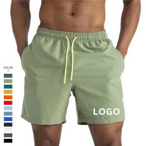 Pantalones Cortos de Hombre de Moda 2026 de Secado Rápido, Color Sólido, con Cordón Ajustable y Logotipo Frontal, para Gimnasio, Casual, de Longitud Corta, Cintura Media, Poliéster. - Product Image 1