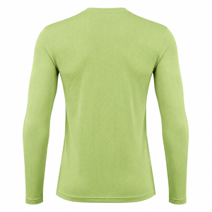 Haut de sport thermique à manches longues et col rond pour homme, vert citron, en tissu gaufré, à compression, séchage rapide, pour la gym et l'entraînement, vente en gros - Product Image 2