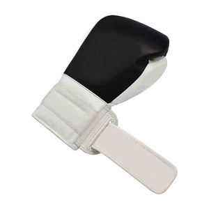 Guantes de Boxeo de Cuero Blanco y Negro con Cierre de Velcro, Equipo de Entrenamiento Transpirable para Adultos - Product Image 4