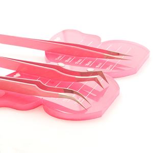 Pinces à épiler pour extensions de cils en acier inoxydable de précision, antistatiques, pointe rose, argent, outils de greffe de cils avec votre logo - Product Image 4