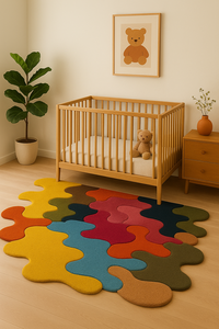 Tapis moderne fait main multicolore et en forme de puzzle, tufté à la main, adapté aux animaux domestiques, antidérapant, pour pique-nique, salon, décoration, vente en gros - Product Image 1