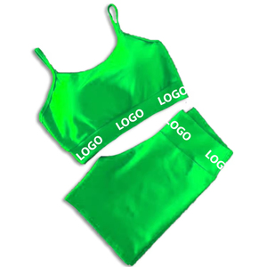 Conjunto Casual de Dos Piezas para Mujer, Personalizable con Logotipo OEM ODM, Top Corto sin Tirantes y Pantalones Cortos hasta la Rodilla, Tejido de Poliéster/Algodón, para Verano - Product Image 2