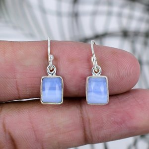 Direct Factory Suppliers Blue Lace Agate Gemstone 925 Sterling <b>Silver</b> Handmade Boho Drop <b>Dangle</b> <b>Earrings</b> Wedding Party - Product Image 2