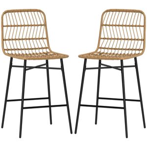 Set di sgabelli da bar e sedie da pranzo in rattan marrone, un'unità con due barre - Product Image 5