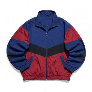 Men's Color Blocking <b>Racer</b> <b>Jacket</b> Zipper Front Stand Collar Windproof Sporty Style Autumn Polyester Material - Product Image 1