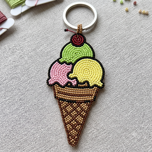 Colorful Seed Beads Beaded <b>Keychain</b> Embroidery Bag Decoration Stylish Seed Beads Embroidery <b>Keychain</b> Handmade <b>Custom</b> Charm - Product Image 1