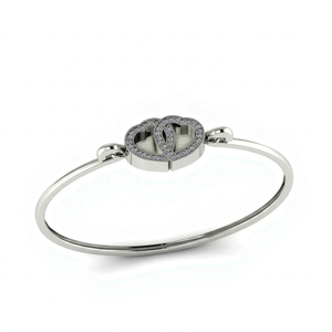 JYOTI GEMS JEWELS Brazalete de Plata de Ley 925 de Buena Calidad, Chapado en Oro de 14K, con Doble Corazón, para Guardar Leche Materna o Cenizas, con Circonitas - Product Image 1