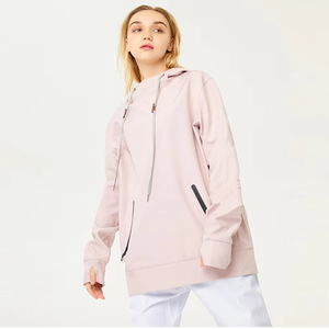 Ski & Snowboarding <b>Waterproof</b> Windbreaker Hooded <b>Jacket</b> Blush Pink Black <b>Grey</b> Hooded Pullover Anorak Thumbhole Cuffs Pockets - Product Image 5
