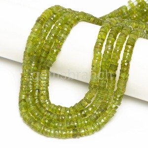 ลูกปัดยาง Peridot heishi ธรรมชาติพลอยหลวมเหลี่ยมเพชรพลอยสีเขียว - Product Image 1