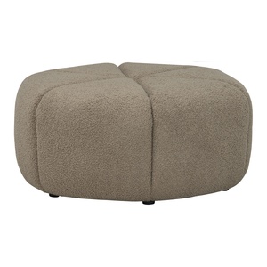 Minimalist Large Round <b>Pouf</b> Cappuccino Upholstered Fabric Ottoman Stool for Modern Home Furniture - Product Image 1