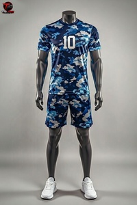 Uniforme de fútbol de manga corta con camuflaje azul, conjunto de jersey para entrenamiento de fútbol, ropa deportiva con estampado personalizado, uniforme de voleibol - Product Image 2