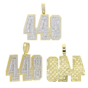 Colgante de letra inicial estilo hip-hop con micro pavé de moissanita, brillante, de plata de ley 925 chapada en rodio, para fiesta - Product Image 3