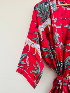 New Arrival Customizable Floral Print Designer Handmade Women 100% Cotton Maxi Oversized Wrap Tie Kimono <b>Robe</b> Summer <b>Beach</b> Wear - Product Image 2